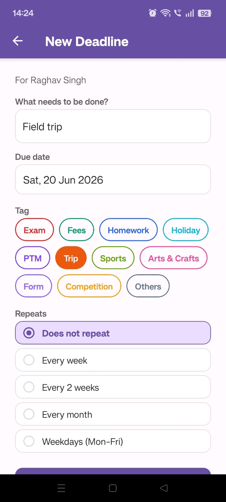 Add deadline