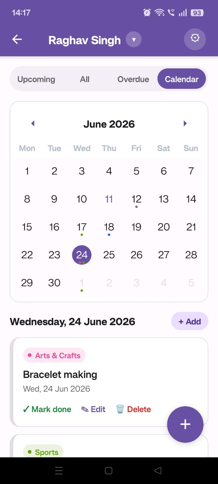 Calendar view